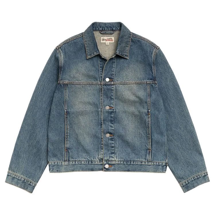 Stussy Trucker Jacket Denim Vintage Mid Wash
