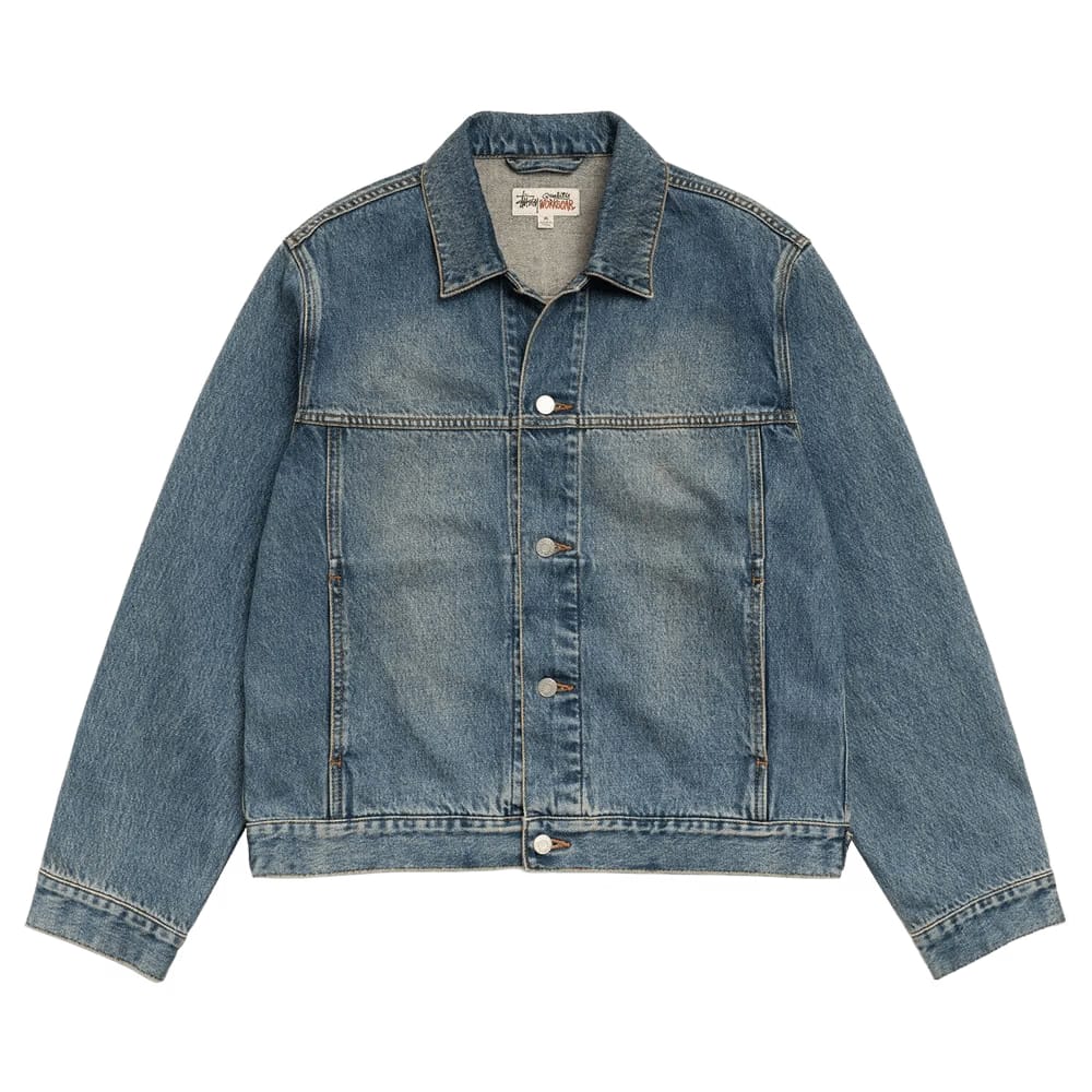 Stussy Trucker Jacket Denim Vintage Mid Wash
