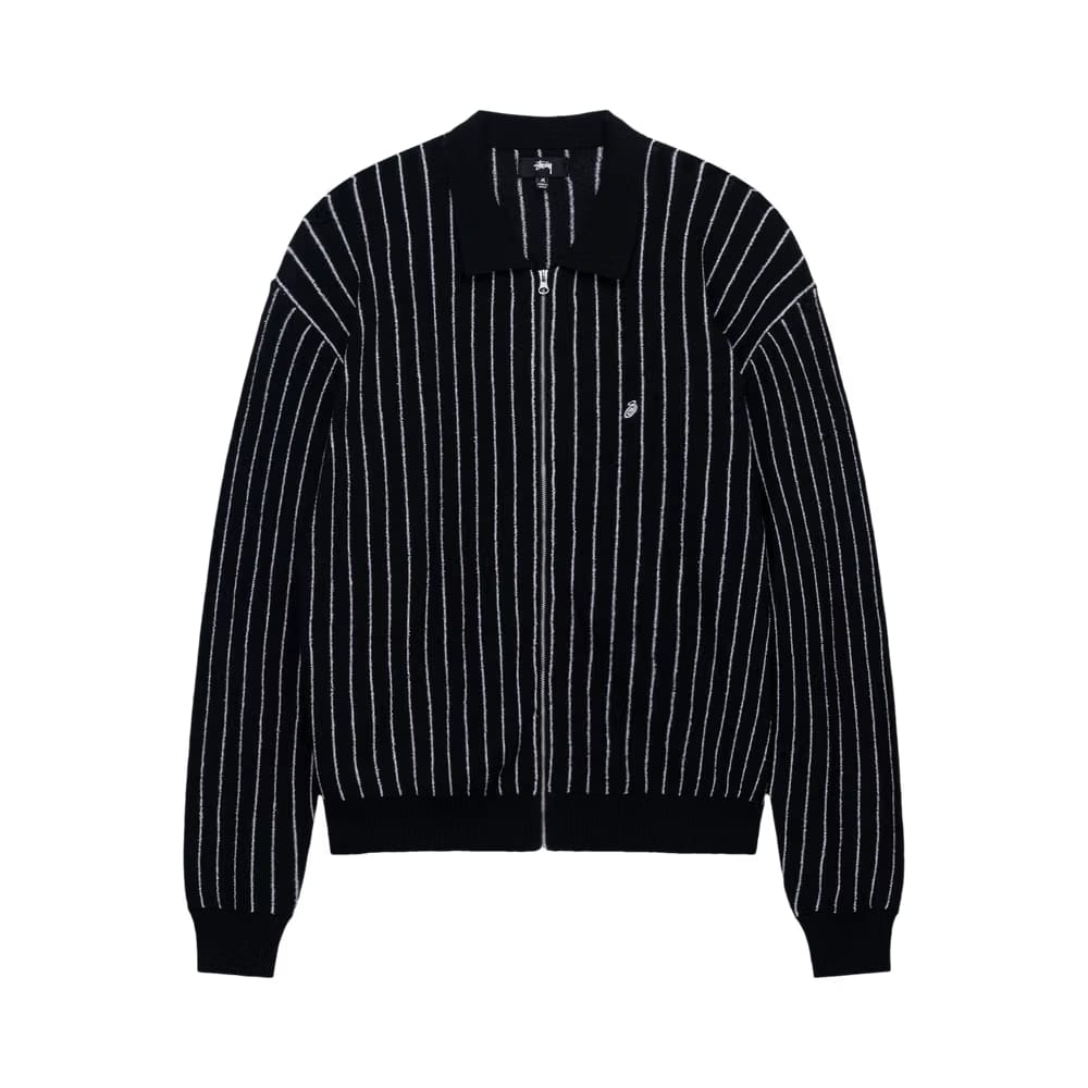 Stussy Light Weight Long-Sleeve Zip Polo Black Stripe