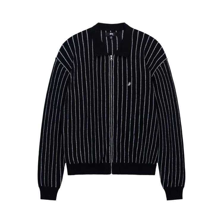 Stussy Light Weight Long-Sleeve Zip Polo Black Stripe