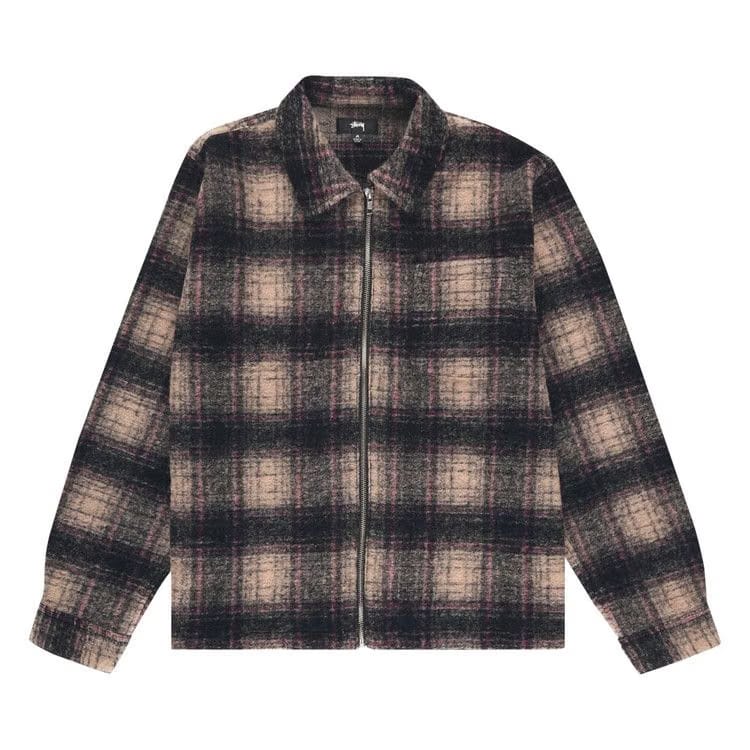 Stussy Wool Plaid Zip Shirt Lilac