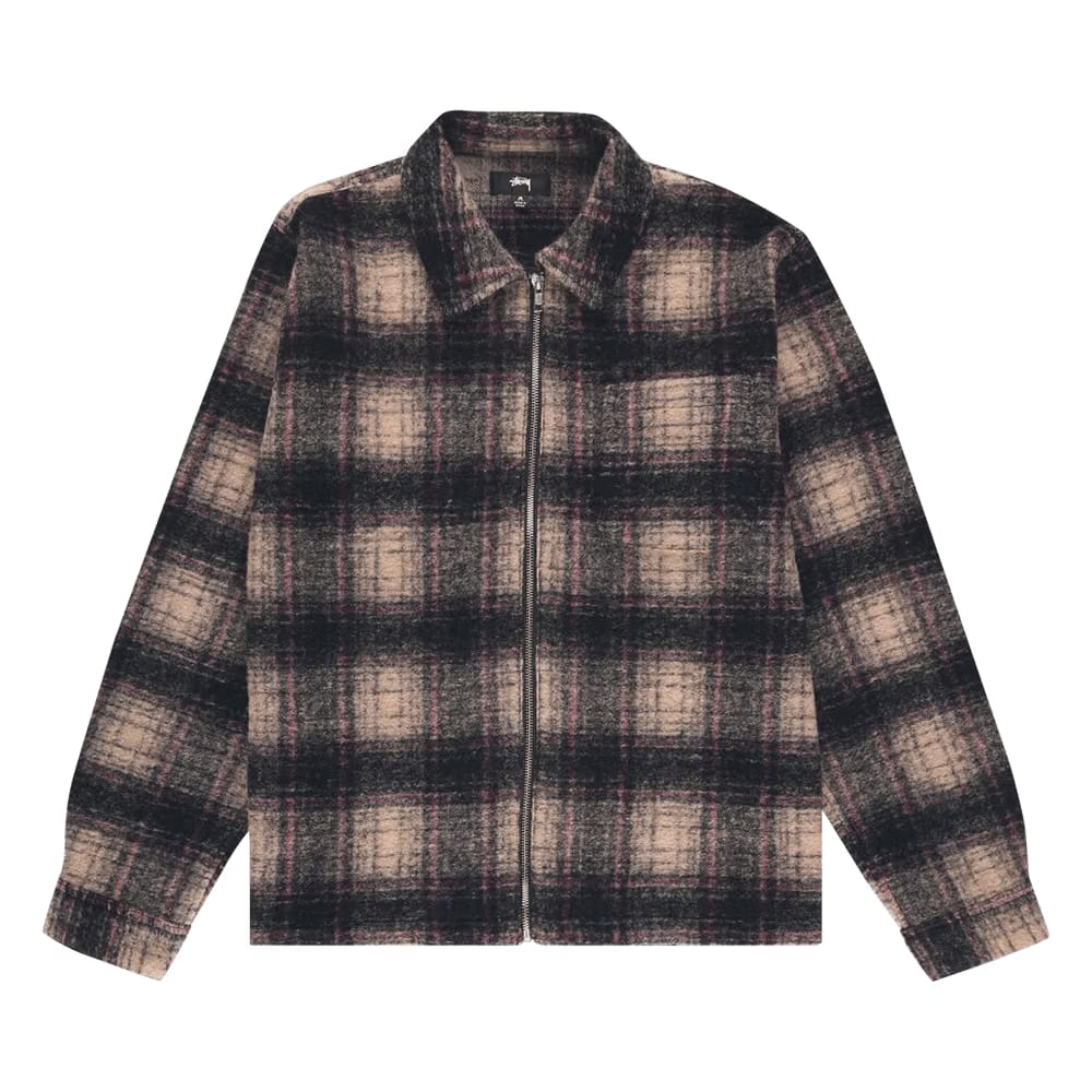Stussy Wool Plaid Zip Shirt Lilac