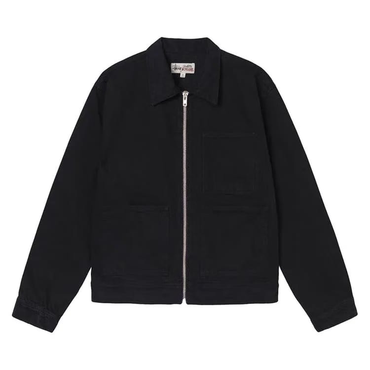 Stussy Overdyed Zip Work Jacket Black