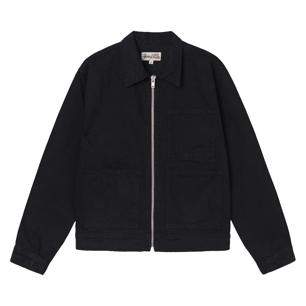 Stussy Overdyed Zip Work Jacket Black