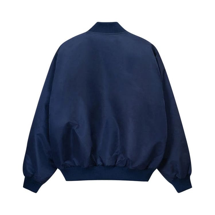 Stussy LA Chapter Satin Varsity Jacket Navy