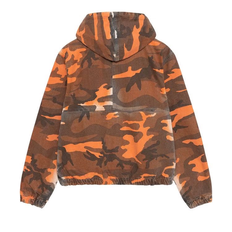 Stussy Spray Dye Hooded Work Jacket Orange Camo