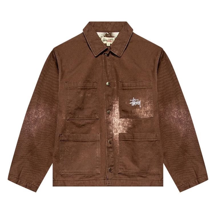 Stussy Spotted Bleach Chore Jacket Brown