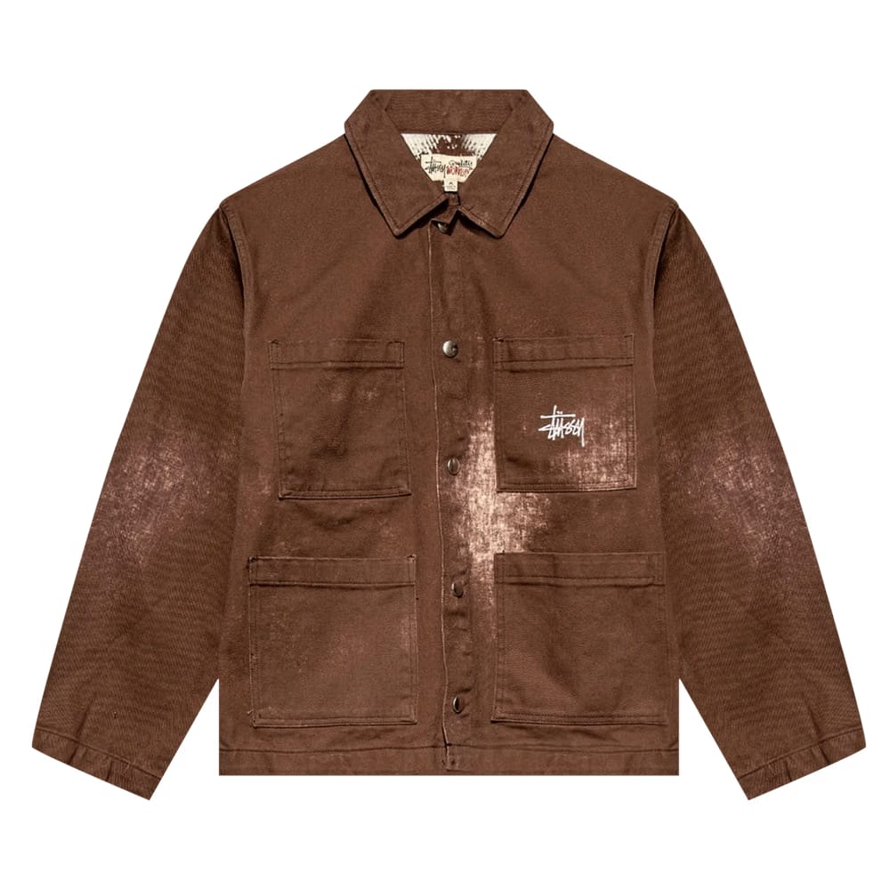 Stussy Spotted Bleach Chore Jacket Brown