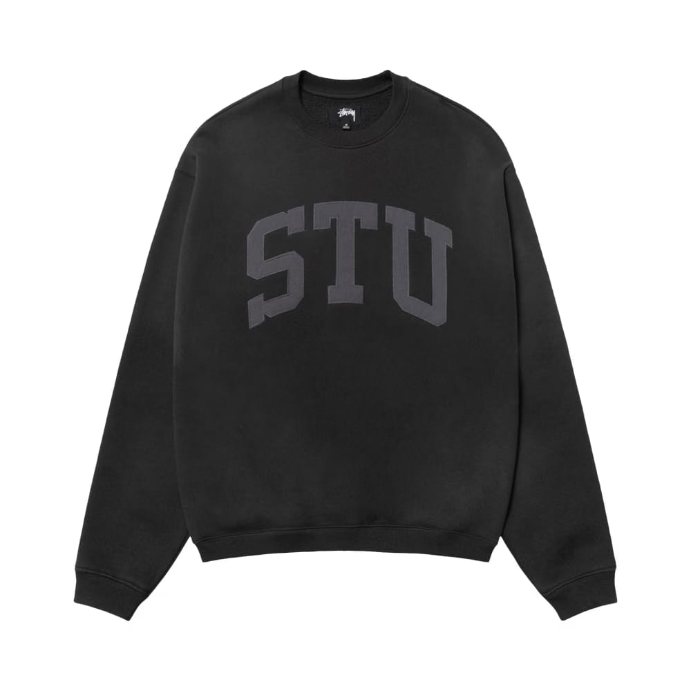 Stussy Stu Appliqué Crew Black