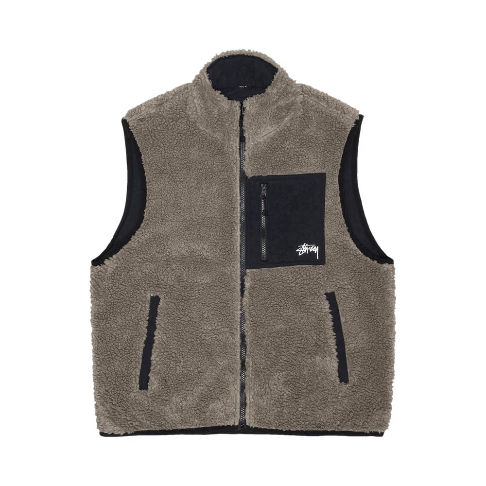 Stussy Sherpa Reversible Vest Stone