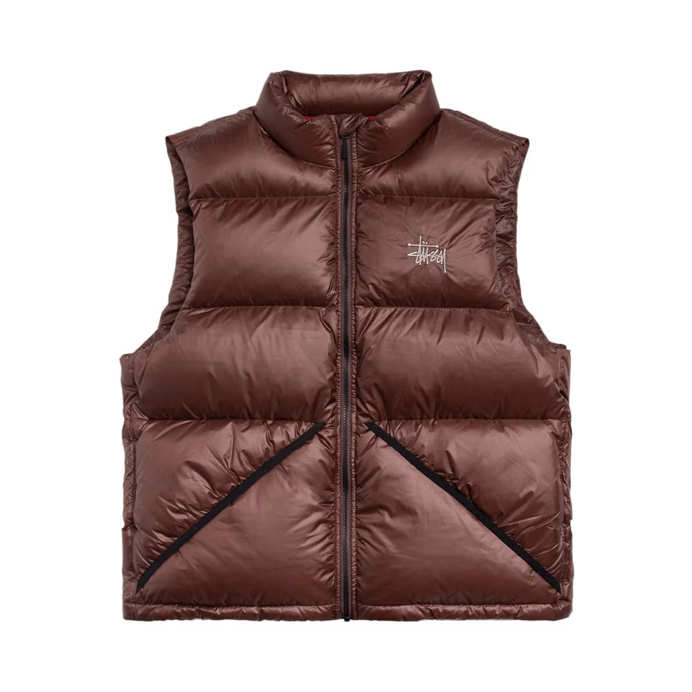 Stussy Micro Ripstop Down Vest Brown
