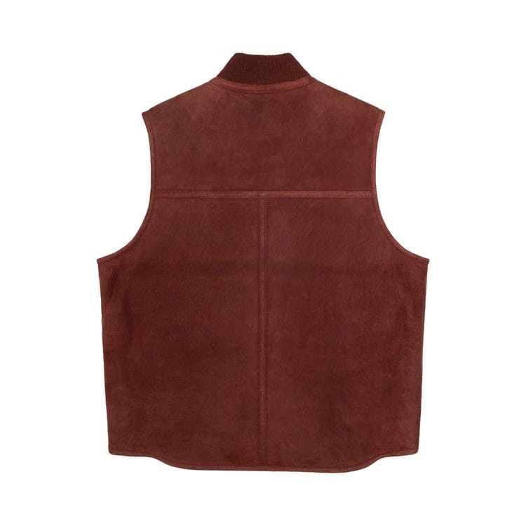Stussy Reversible Shearling Workgear Vest Burgundy