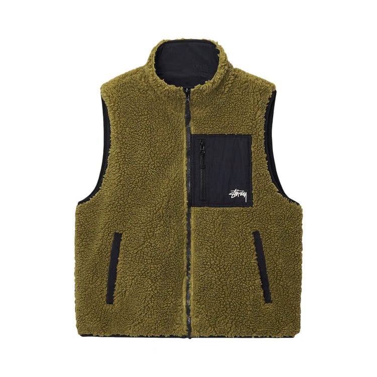 Stussy Sherpa Reversible Vest Olive