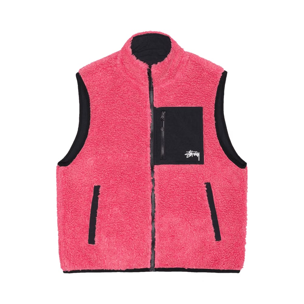 Stussy Sherpa Reversible Vest Pink