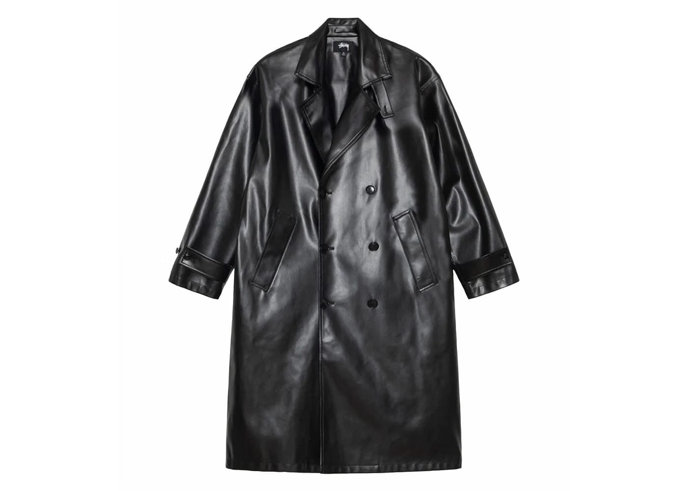 Stussy Double Breasted Trench Coat Black
