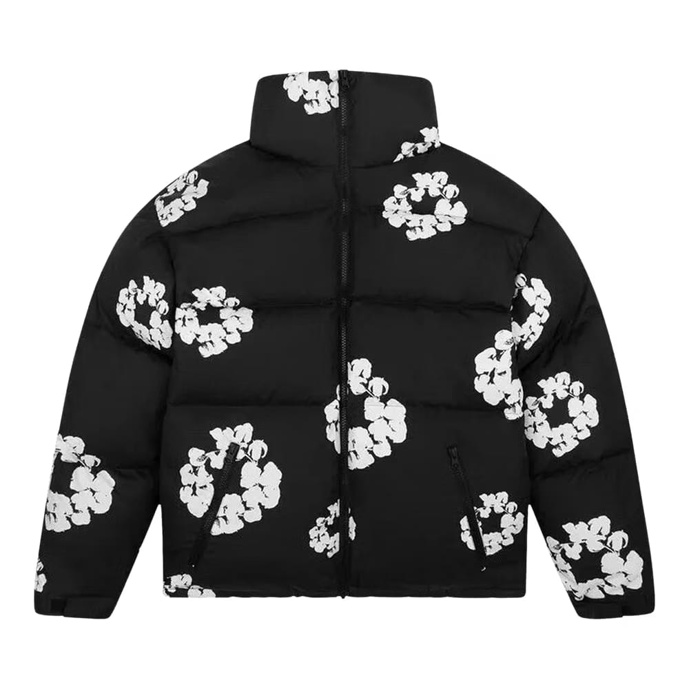 Denim Tears Wreath Puffer Jacket Black