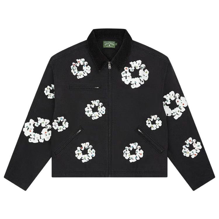 Denim Tears Cotton Wreath Canvas Work Jacket Black
