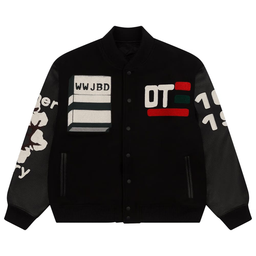 Denim Tears x Cactus Plant Flea Market Cactus Tears Varsity Jacket Black