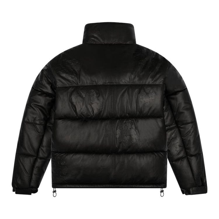 Denim Tears Leather Embossed Wreath Puffer Jacket Black