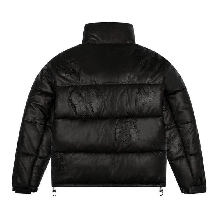 Denim Tears Leather Embossed Wreath Puffer Jacket Black