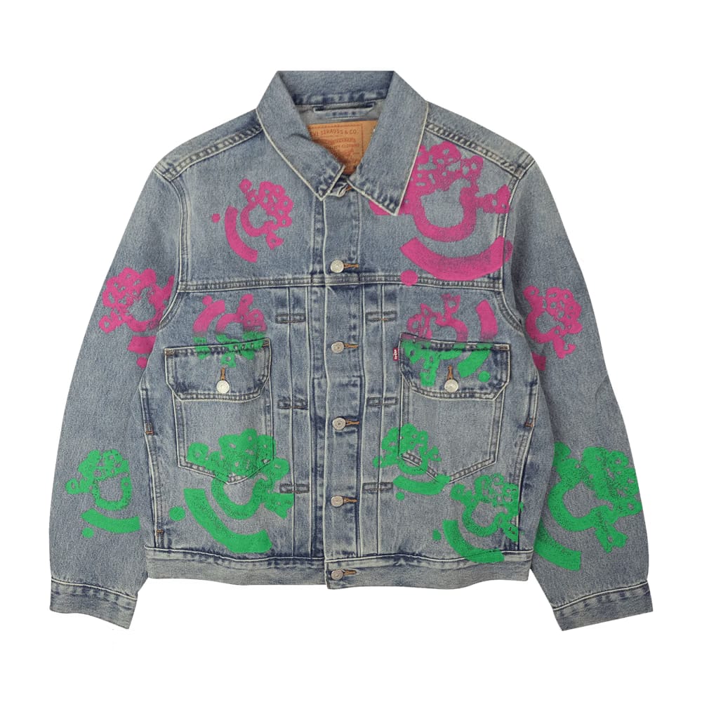 Denim Tears Bstroy Tears Type-2 Light Wash Denim Trucker Jacket Light Wash Pink/Green