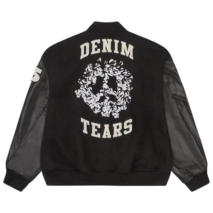 Denim Tears Peace Wreath Varsity Jacket Black