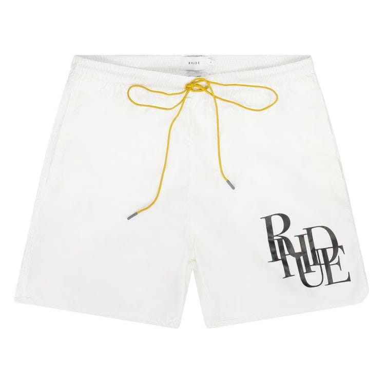 Rhude Logo Swim Trunks White
