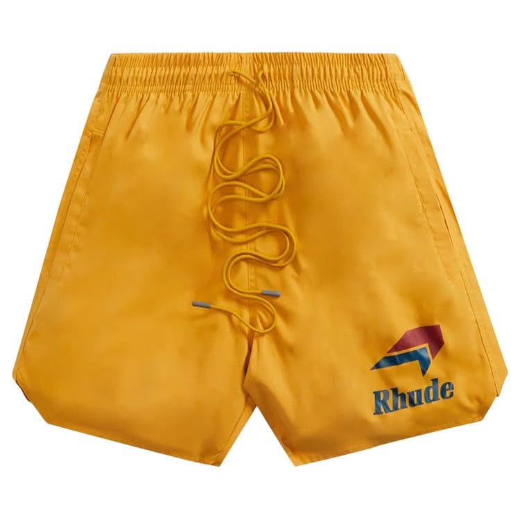 Rhude Logo Swim Shorts Mustard
