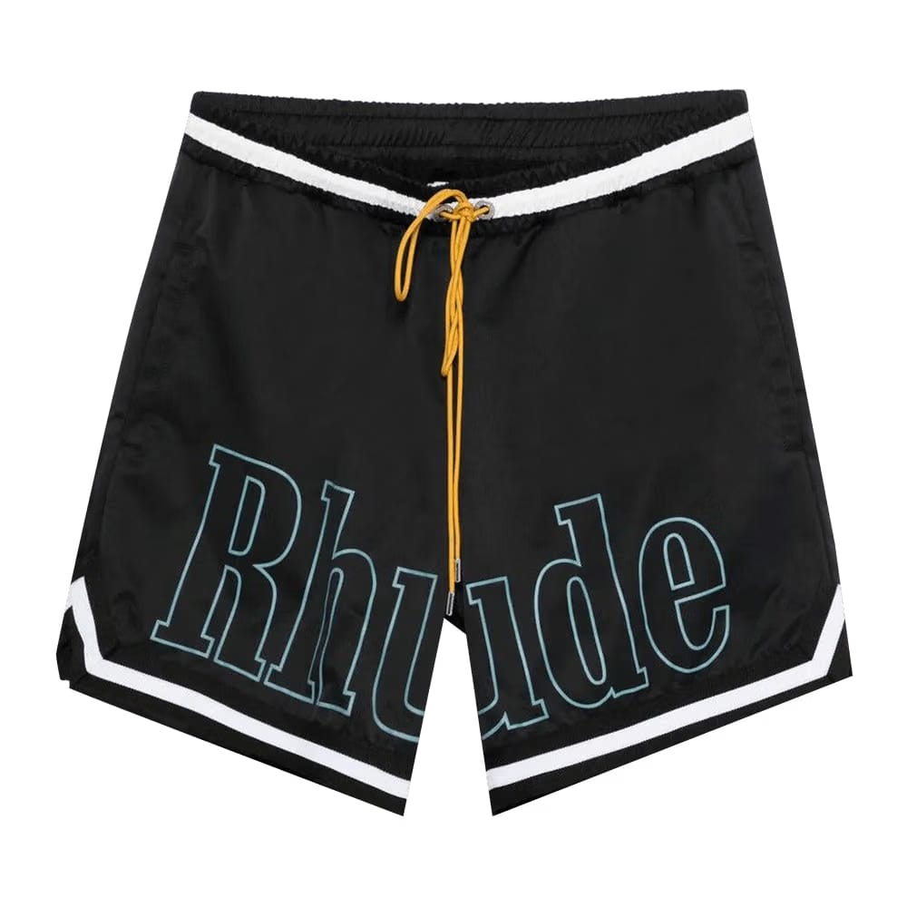 Rhude Logo Basketball Swim Shorts Black/White/Blue