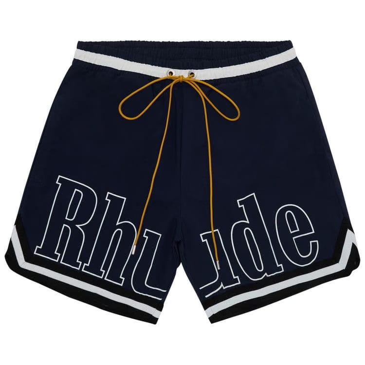 Rhude Basketball Logo Swim Shorts Blue/Black/White