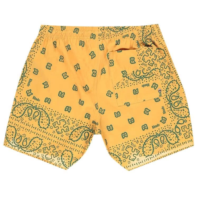 Rhude Bandana Swim Shorts Yellow/Green
