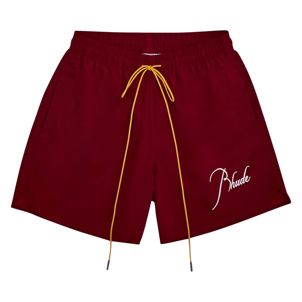 Rhude Logo Swim Shorts Bordeaux