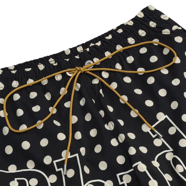 Rhude Logo Polka Dot Swim Shorts Black/White