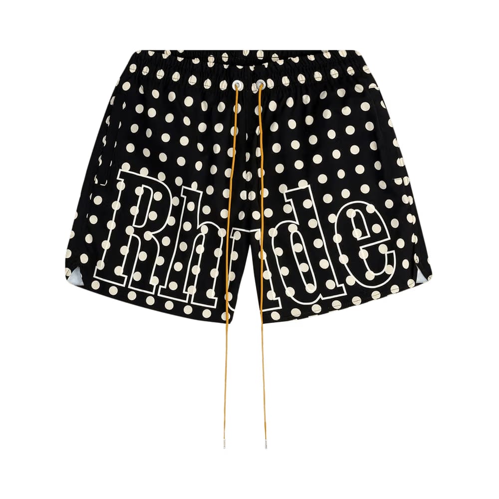 Rhude Logo Polka Dot Swim Shorts Black/White