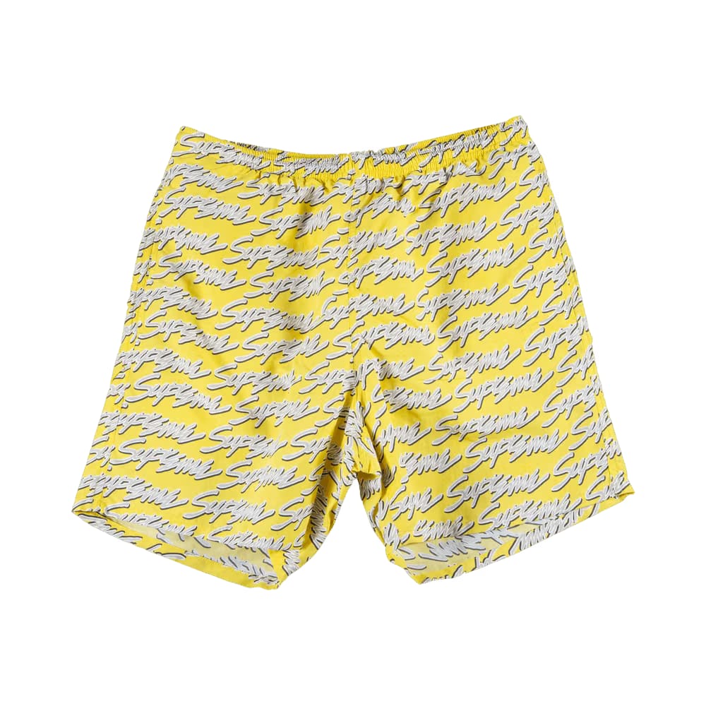 Supreme Signature Script Logo Water Shorts Yellow