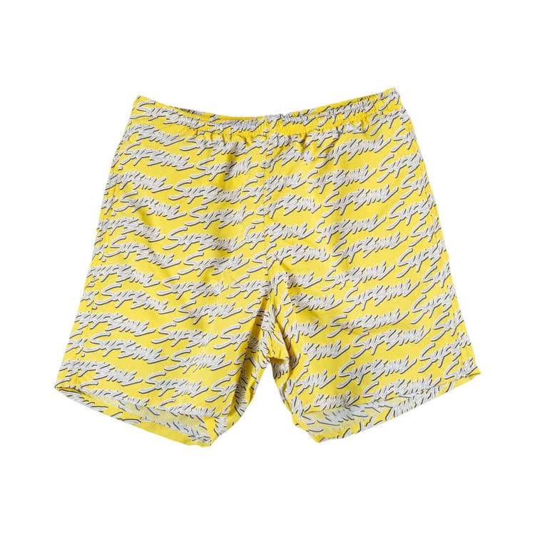 Supreme Signature Script Logo Water Shorts Yellow