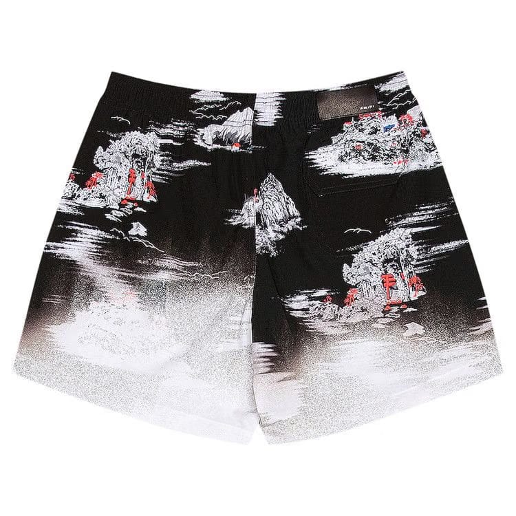 Amiri Aloha Beach Cabana Shorts Black