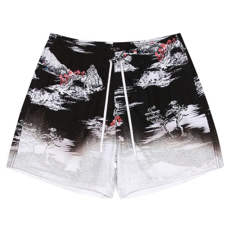 Amiri Aloha Beach Cabana Shorts Black
