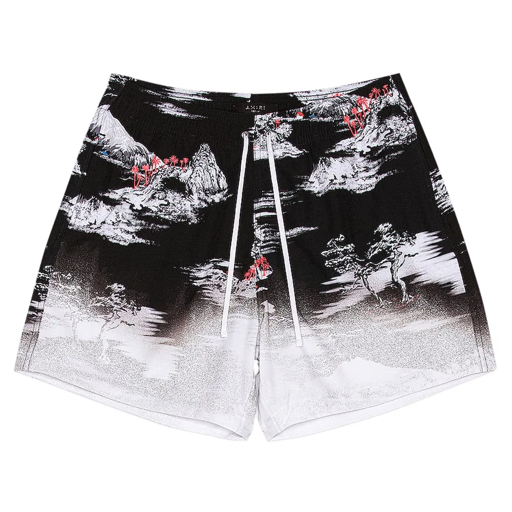 Amiri Aloha Beach Cabana Shorts Black