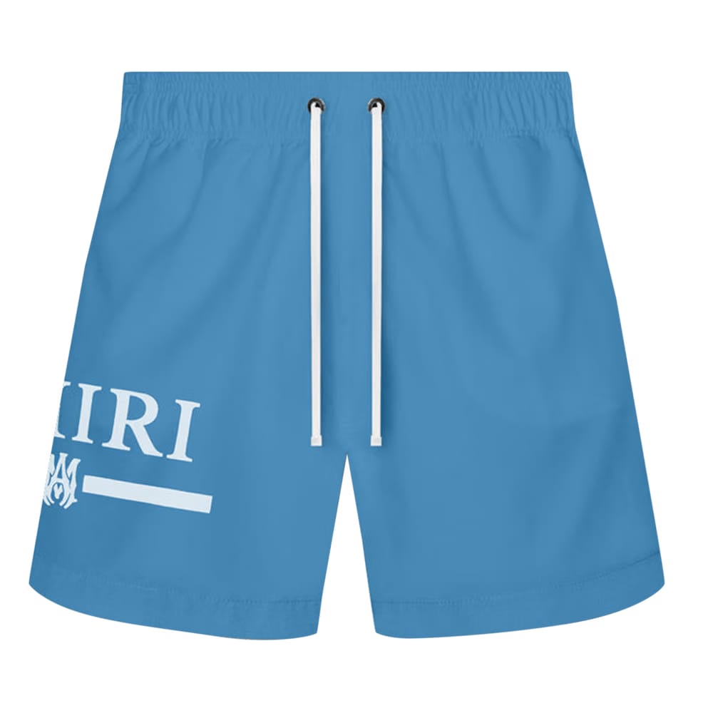Amiri MA Bar Logo Swim Trunks Carolina Blue