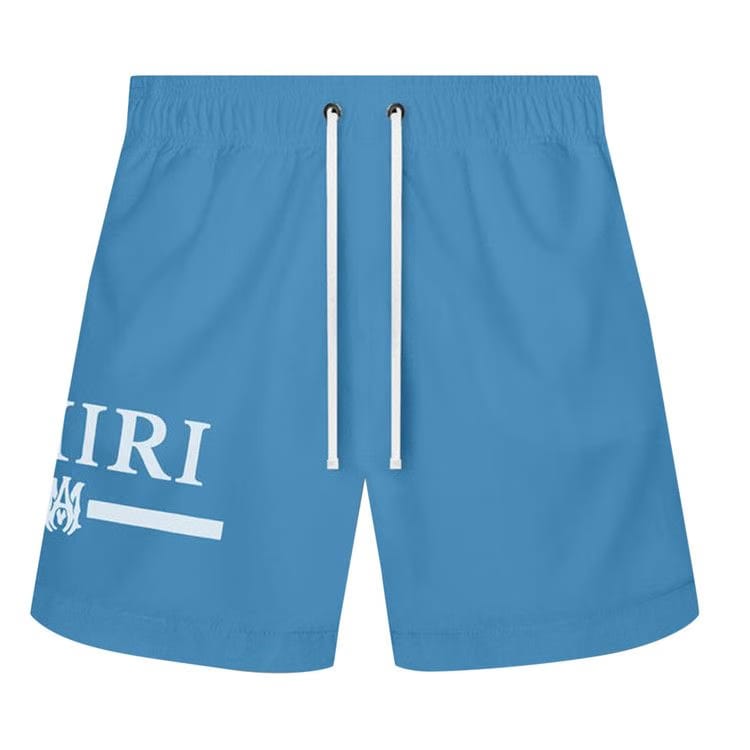 Amiri MA Bar Logo Swim Trunks Carolina Blue