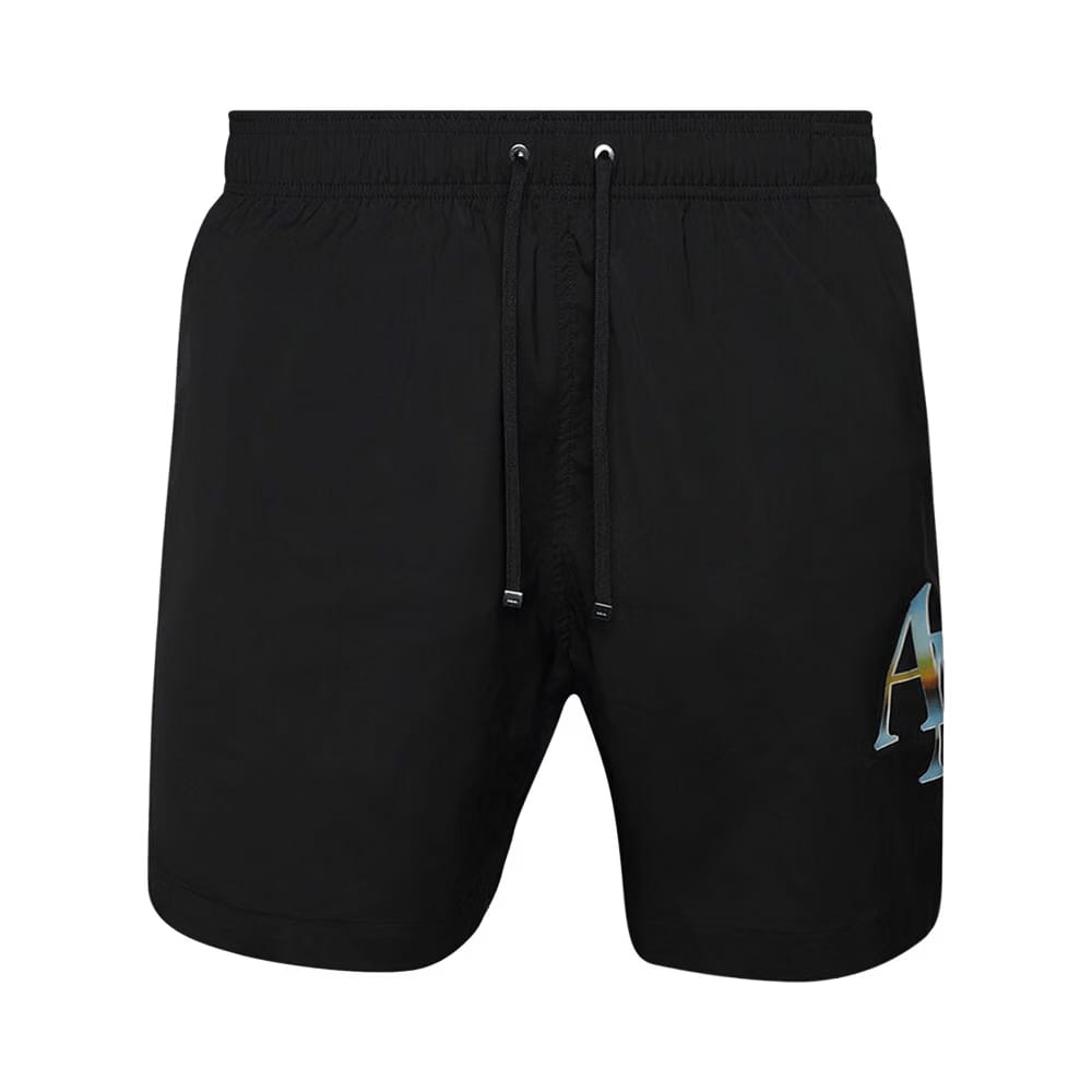 Amiri Staggered Chrome Swim Trunk Black