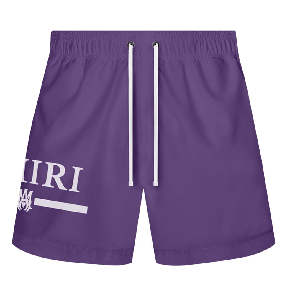 Amiri MA Bar Logo Swim Trunks Purple
