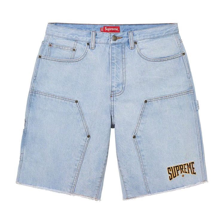 Supreme Cutoff Double Knee Denim Painter Shorts Washed Blue