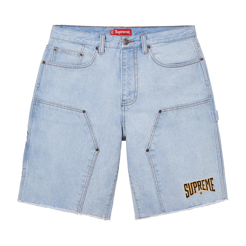 Supreme Cutoff Double Knee Denim Painter Shorts Washed Blue