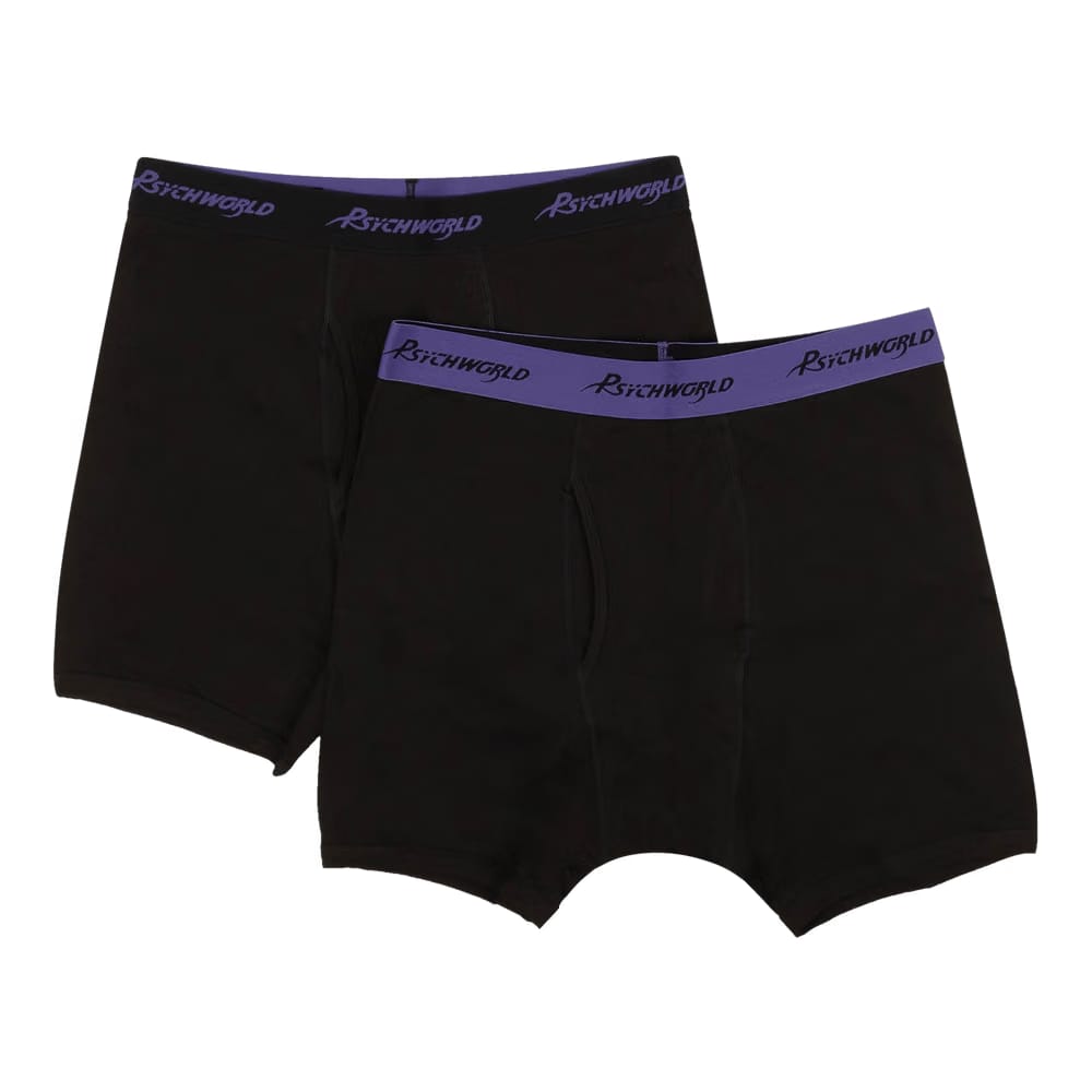 Psychworld Logo Band Boxer Shorts (2 Pack) Black/Purple