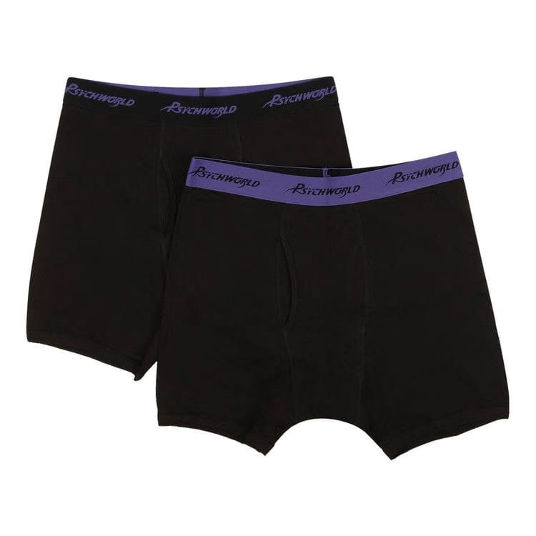 Psychworld Logo Band Boxer Shorts (2 Pack) Black/Purple