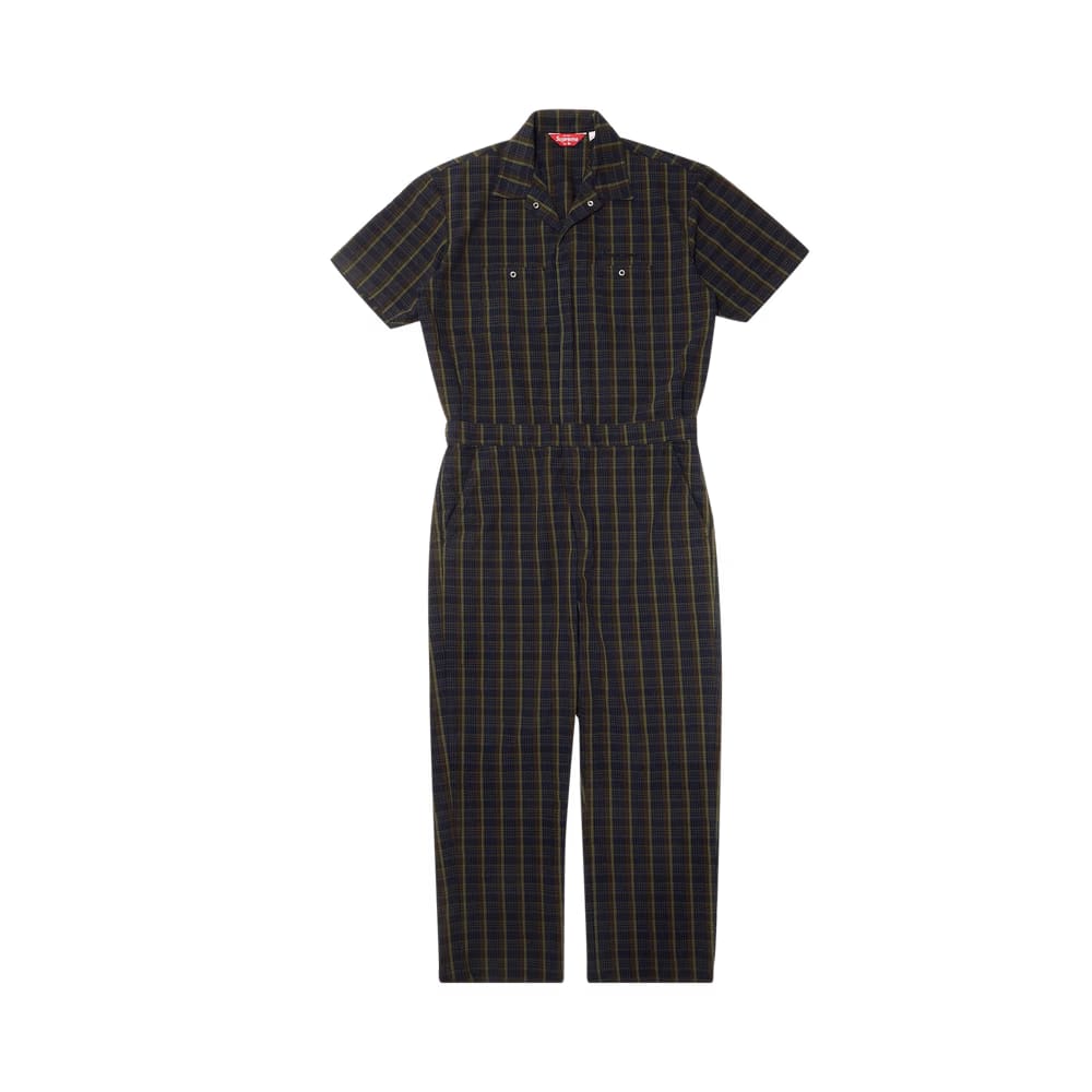 Supreme Shorts-Sleeve Coverall Navy Plaid