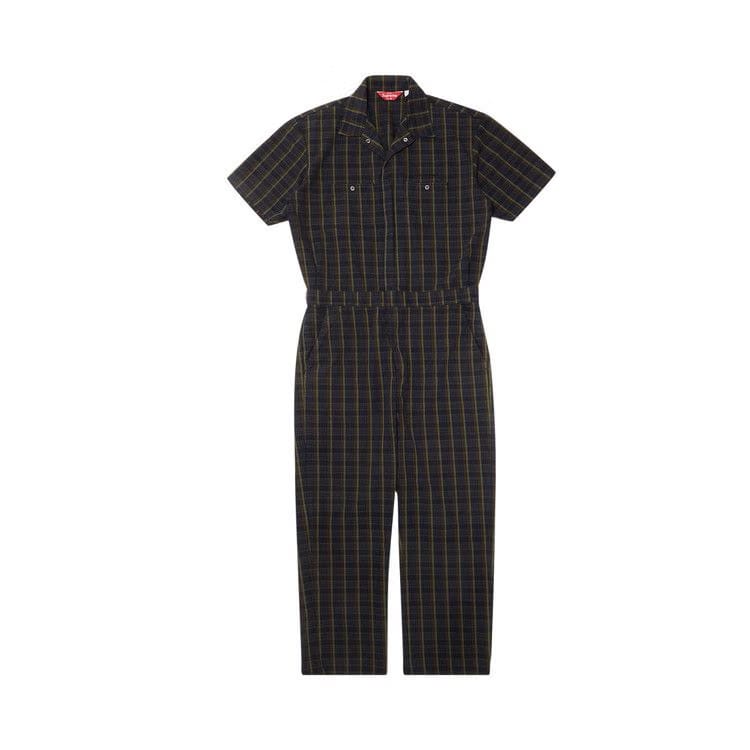 Supreme Shorts-Sleeve Coverall Navy Plaid