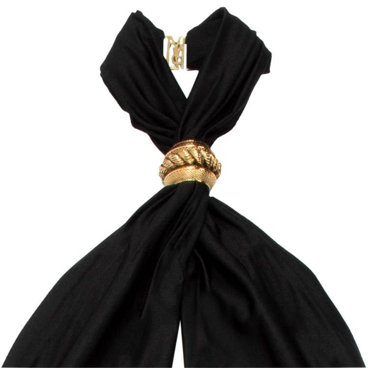 Saint Laurent Jeweled Halter Jumpsuit Black
